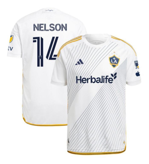 Youth 2024 LA Galaxy Nelson, John - 14 White Replica Home Jersey